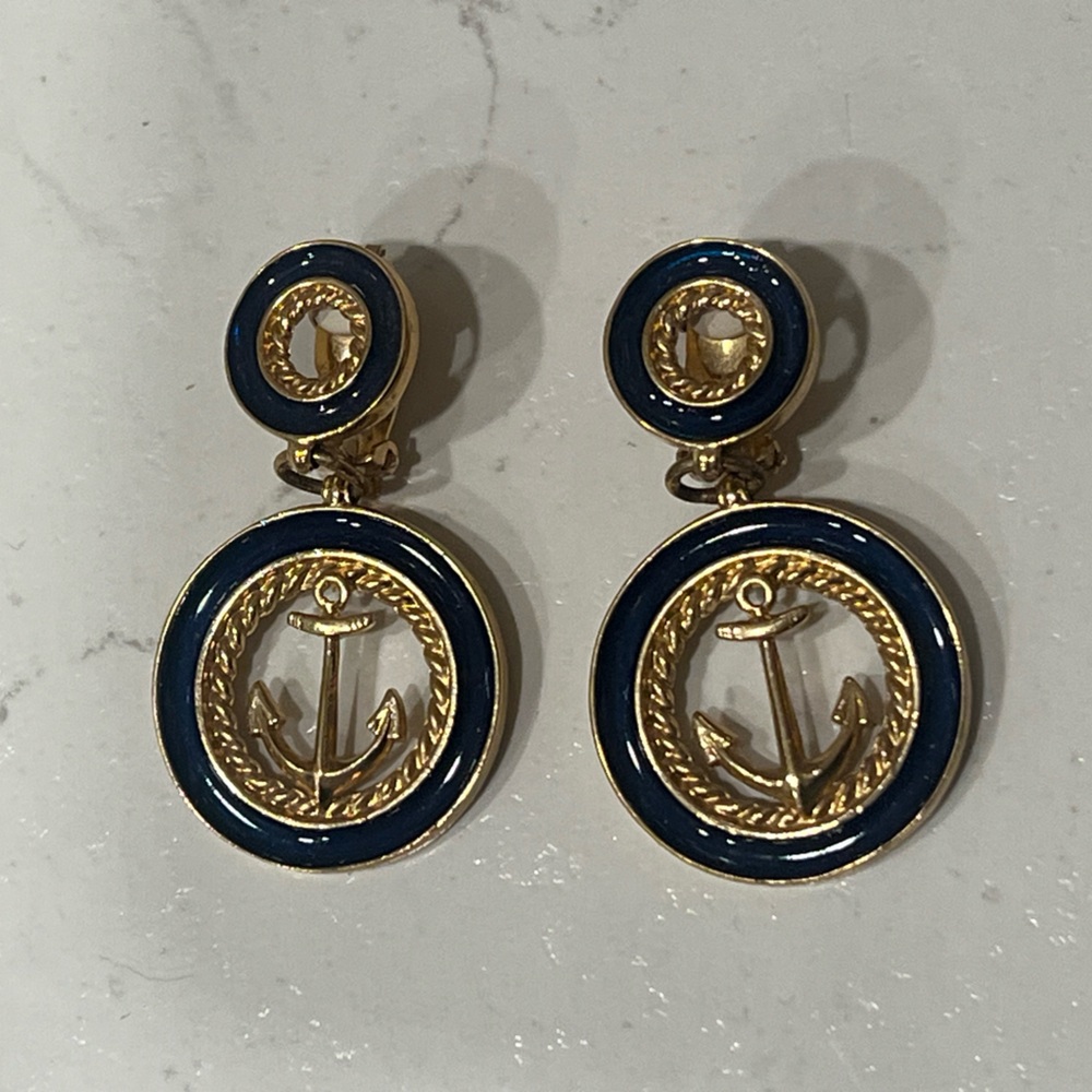 Butler Nautical Anchor Earrings (clip on)